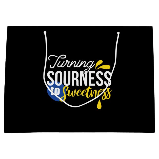 Motivational Lemon Quote From Sour to Sweet Large Gift Bag (Front)