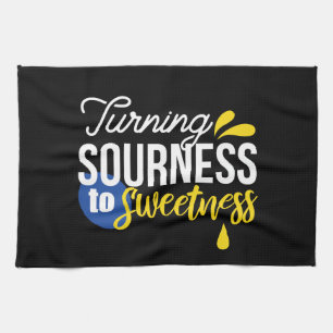 Motivational Lemon Quote From Sour to Sweet Tea Towel