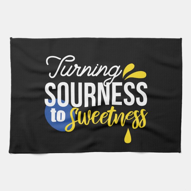 Motivational Lemon Quote From Sour to Sweet Tea Towel (Horizontal)