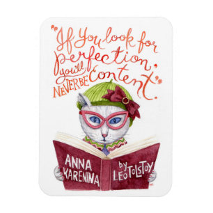 Motivational Leo Tolstoy Quote Watercolor Cat Magnet