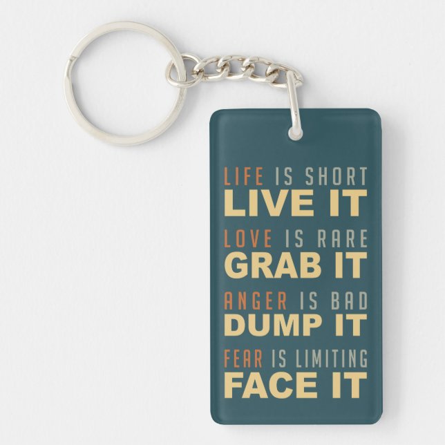 Motivational Life Advice key chain (Front)
