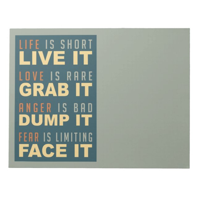 Motivational Life Advice notepad (Front)