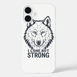 Motivational "Lone But Strong" Lone Wolf iPhone 16 Case