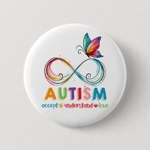 Motivational Love Autism Awareness Butterfly 6 Cm Round Badge