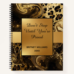 Motivational Marble leopard pattern brown black Notebook