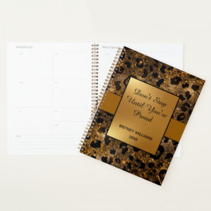 Motivational Marble leopard pattern brown black Planner