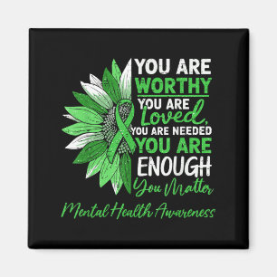 Motivational Mental Health Awareness Warrior Green Magnet