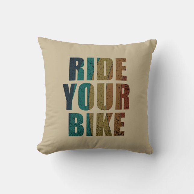 Motivational mountain biking quote cushion (Front)
