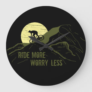 Motivational Mountain Biking Quote - Funny Cycling Large Clock