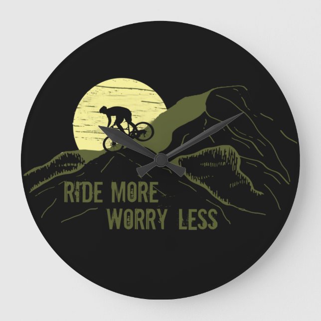 Motivational Mountain Biking Quote - Funny Cycling Large Clock (Front)