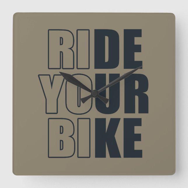 Motivational Mountain Biking Quote - Funny Cycling Square Wall Clock (Front)