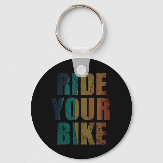 Motivational mountain biking quote key ring (Front)