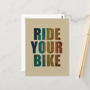 motivational mountain biking quote postcard