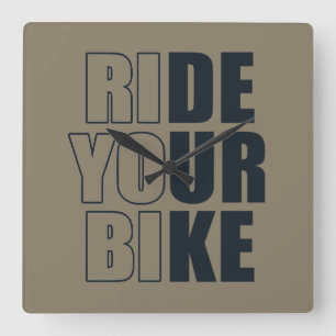 motivational mountain biking quote square wall clock