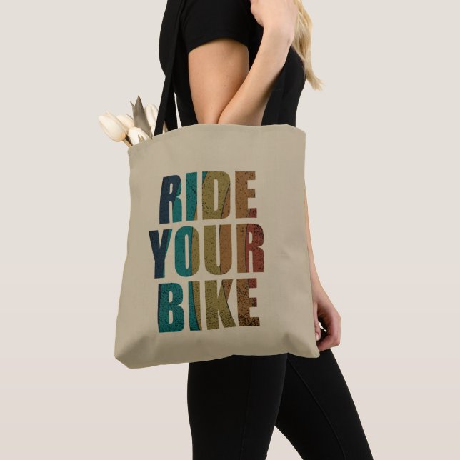 Motivational mountain biking quote tote bag (Close Up)