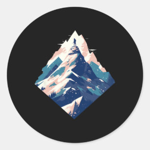 Motivational Mountain Climber Design - Nature And Classic Round Sticker