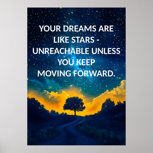 Motivational Night Sky Typography Poster (Front)
