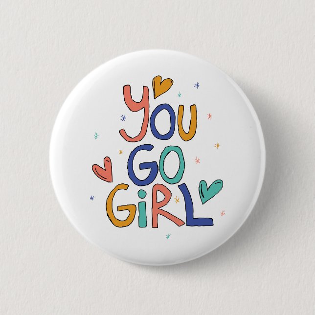 Motivational One Cool Girl You Go Girl Clipart Gir 6 Cm Round Badge (Front)
