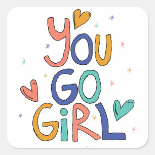 Motivational One Cool Girl You Go Girl Clipart Gir Square Sticker
