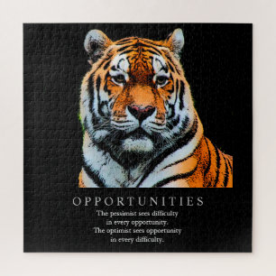 Motivational Opportunities Saying Quote Tiger Jigsaw Puzzle