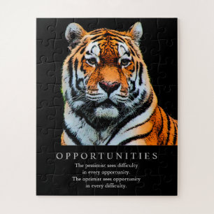 Motivational Opportunities Saying Quote Tiger Jigsaw Puzzle