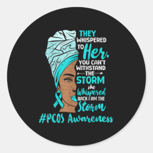 Motivational Pcos Awareness Black Women Melanin Ri Classic Round Sticker