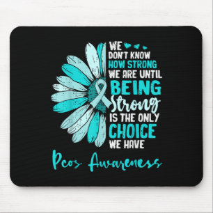 Motivational Pcos Awareness Sunflower Ribbon Teal Mouse Pad