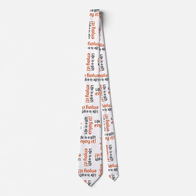 Motivational phrase typographic motif pattern tie (Front)