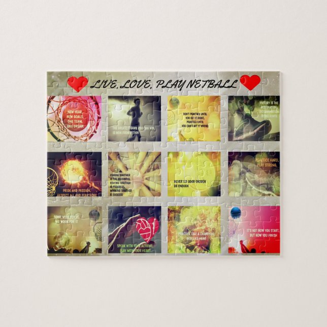 Motivational Pictures and Quotes Netball Theme Jigsaw Puzzle (Horizontal)