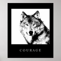 Motivational Pop Art Courage Wolf Poster Print