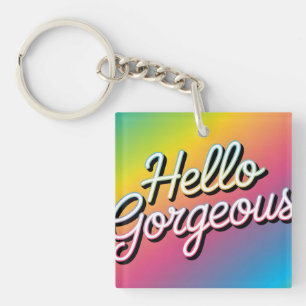 Motivational Pop Art: "Hello Gorgeous" Key Ring