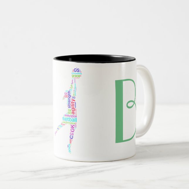 Motivational Positions Personalised Netball Two-Tone Coffee Mug (Front Right)
