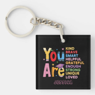 Motivational positive affirmations Typography Key Ring