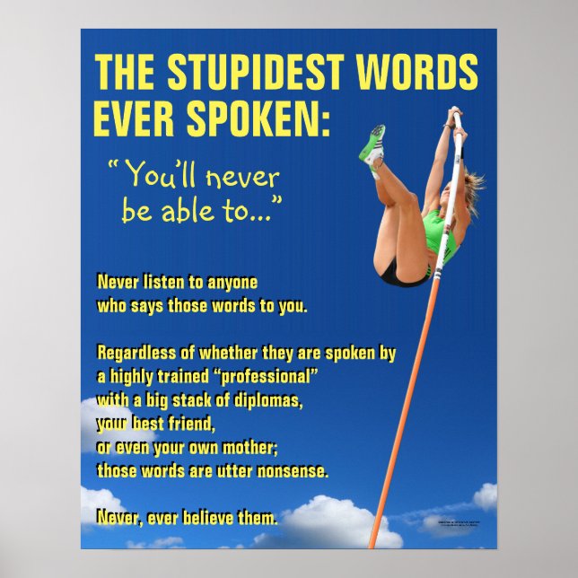 Motivational Poster: Stupidest Words Ever Spoken Poster (Front)