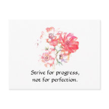 Motivational "Progress" Floral Quote Postcard
