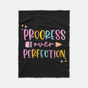 Motivational Progress Over Perfection Back to Fleece Blanket