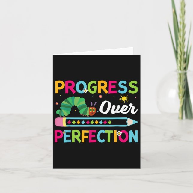 Motivational Progress Over Perfection Back To Scho Card (Front)