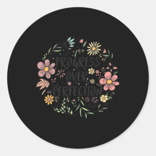 Motivational Progress Over Perfection Back To Scho Classic Round Sticker