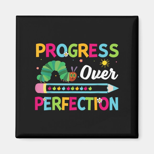 Motivational Progress Over Perfection Back To Scho Magnet (Front)