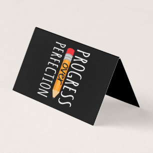 Motivational Progress Over Perfection Business Card
