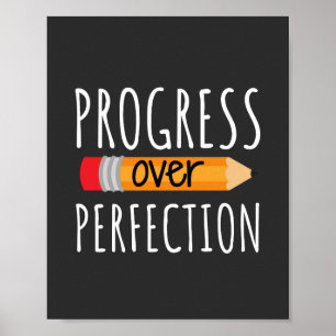 Motivational Progress Over Perfection Poster