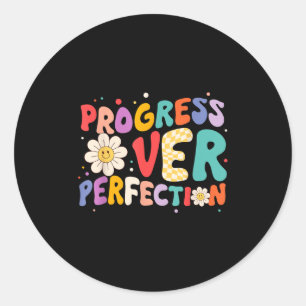 Motivational Progress Over Perfection Teacher Back Classic Round Sticker