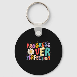 Motivational Progress Over Perfection Teacher Back Key Ring