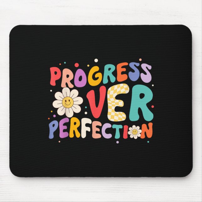Motivational Progress Over Perfection Teacher Back Mouse Pad (Front)