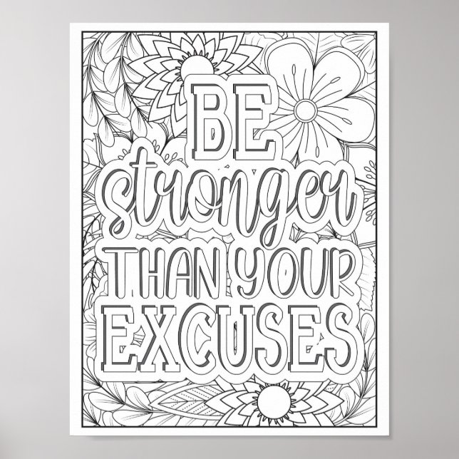 Motivational Quote Adult Colouring Poster (Front)