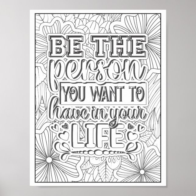 Motivational Quote Adult Colouring Poster (Front)