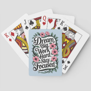 Motivational Quote and Floral Decorations Playing Cards