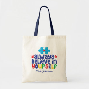 Motivational Quote Autism Teacher Personalized Tote Bag