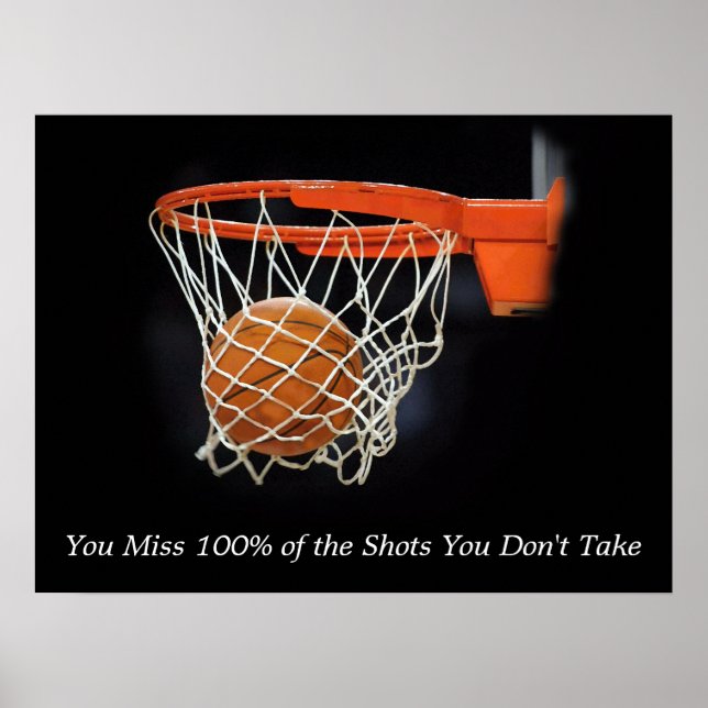 Motivational Quote Basketball Shot Poster Print (Front)