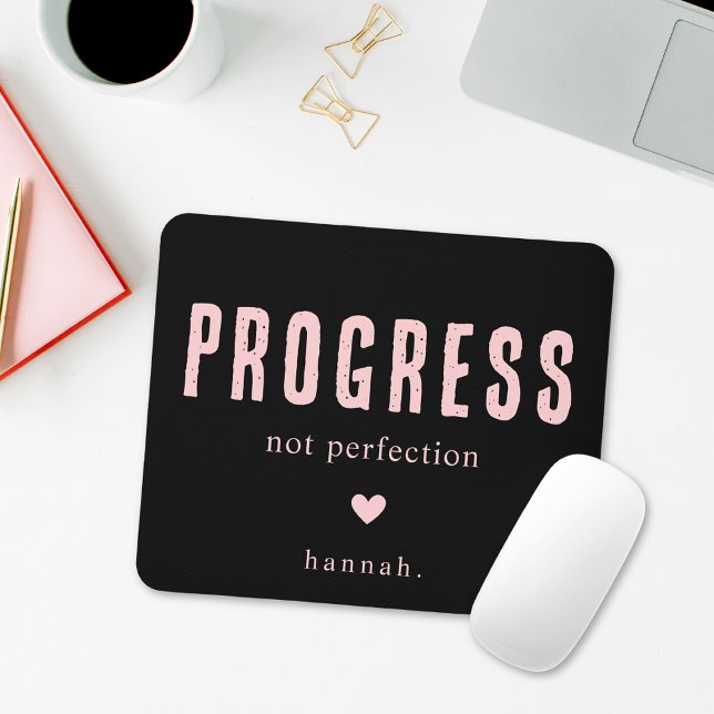 Motivational Quote Black and Pink Typography Mouse Pad (Creator Uploaded)